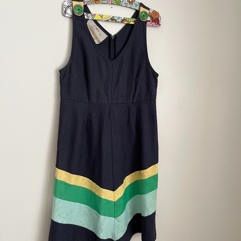 Knitted Dove Linen Dress from Modcloth with Button Detail L